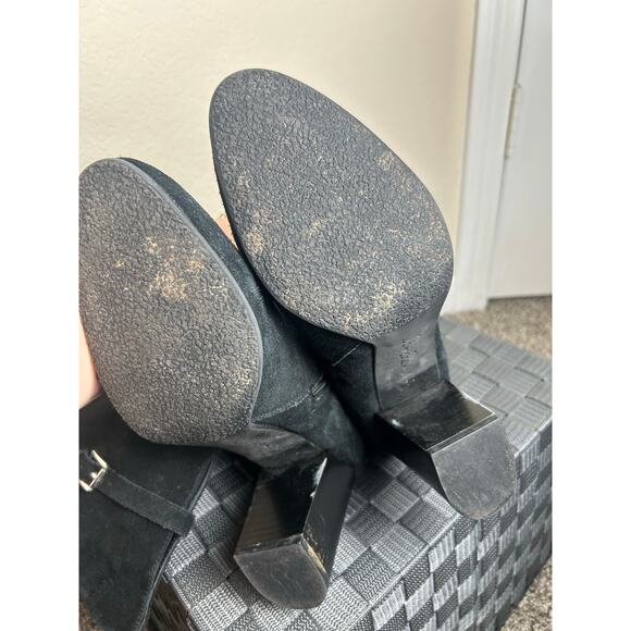 Sam Edelman Over The Knee Boots Women's Size 9.5 Black Suede Strappy Heeled Boot - Picture 13 of 16